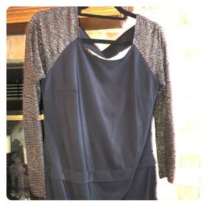 BCBG Gold Glam sleeve Little Black Dress